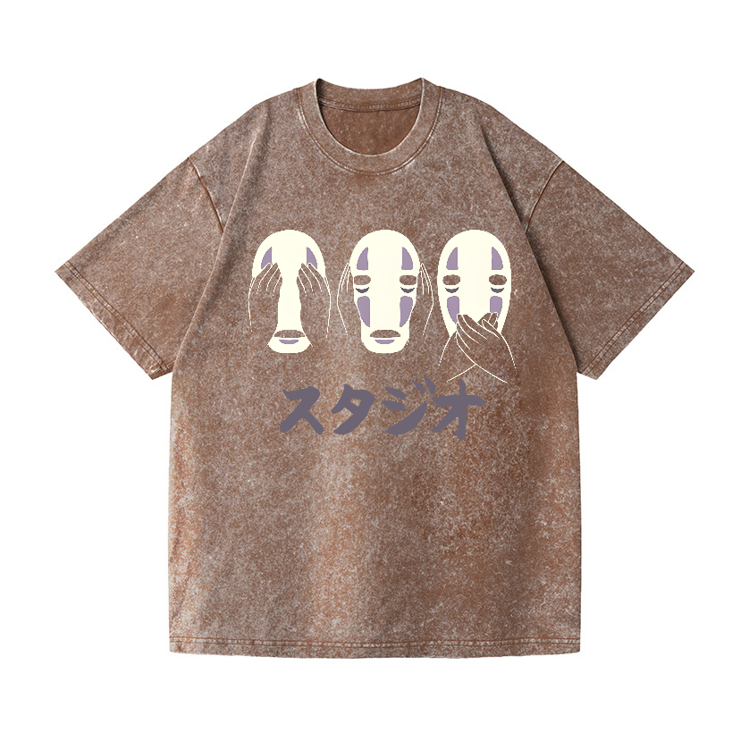 Ghibli No Face Kaonashi Vintage Wash Japanese Design T-Shirt