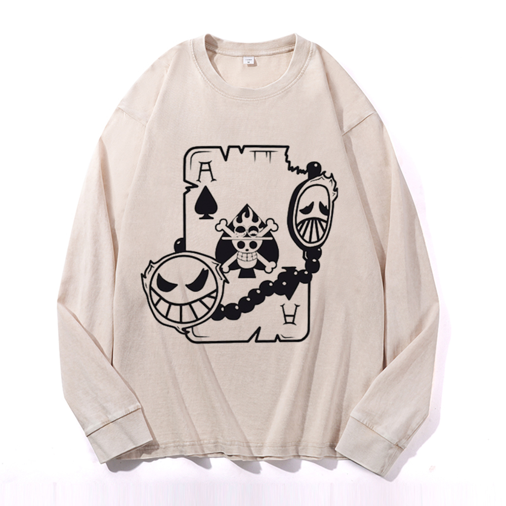 Vintage Cotton Wash Crewneck Long-Sleeve T-Shirt