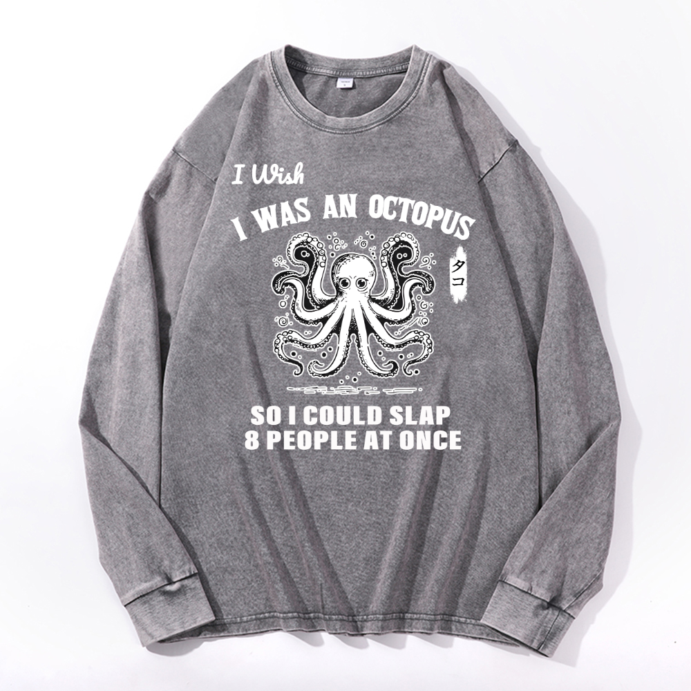 Octopus Vintage Cotton Wash Long-sleeve T-shirt