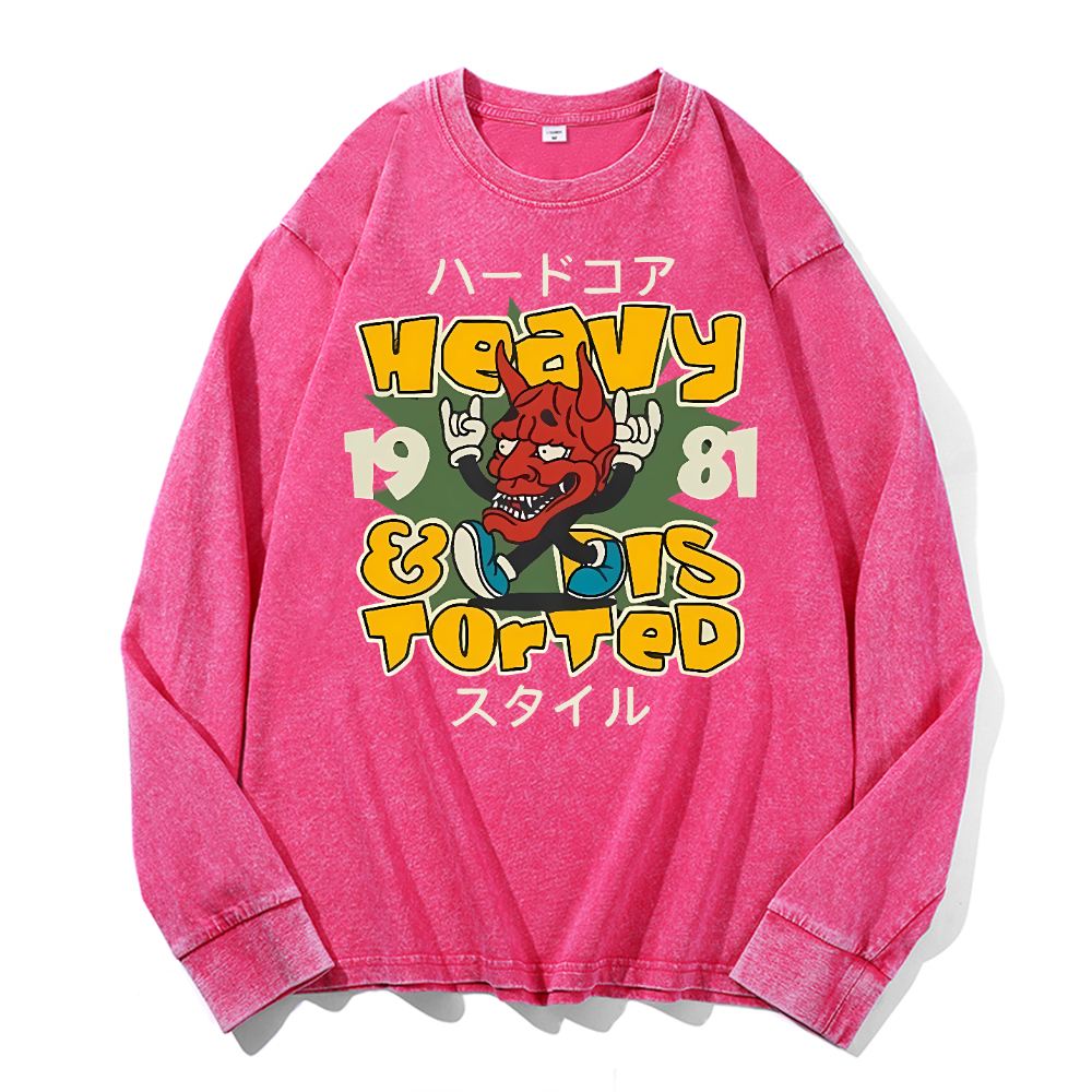 Vintage Cotton Wash Crewneck Long-Sleeve T-Shirt