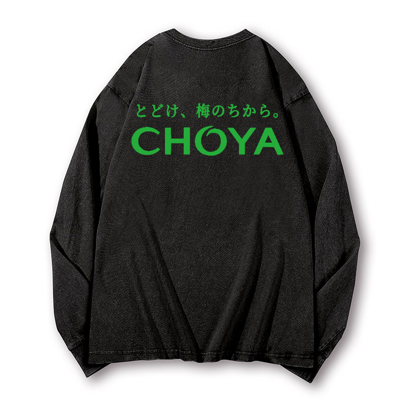 Choya Vintage Washed Cotton Back Art Long-sleeve T-shirt