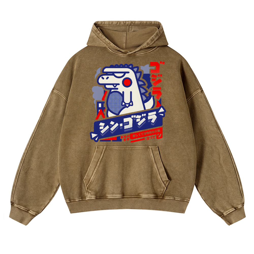 Kaiju Vintage Washed Thick Cotton Hoodie