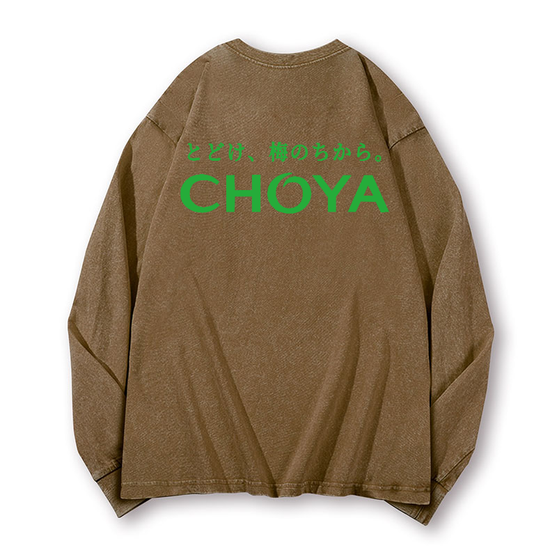 Choya Vintage Washed Cotton Back Art Long-sleeve T-shirt