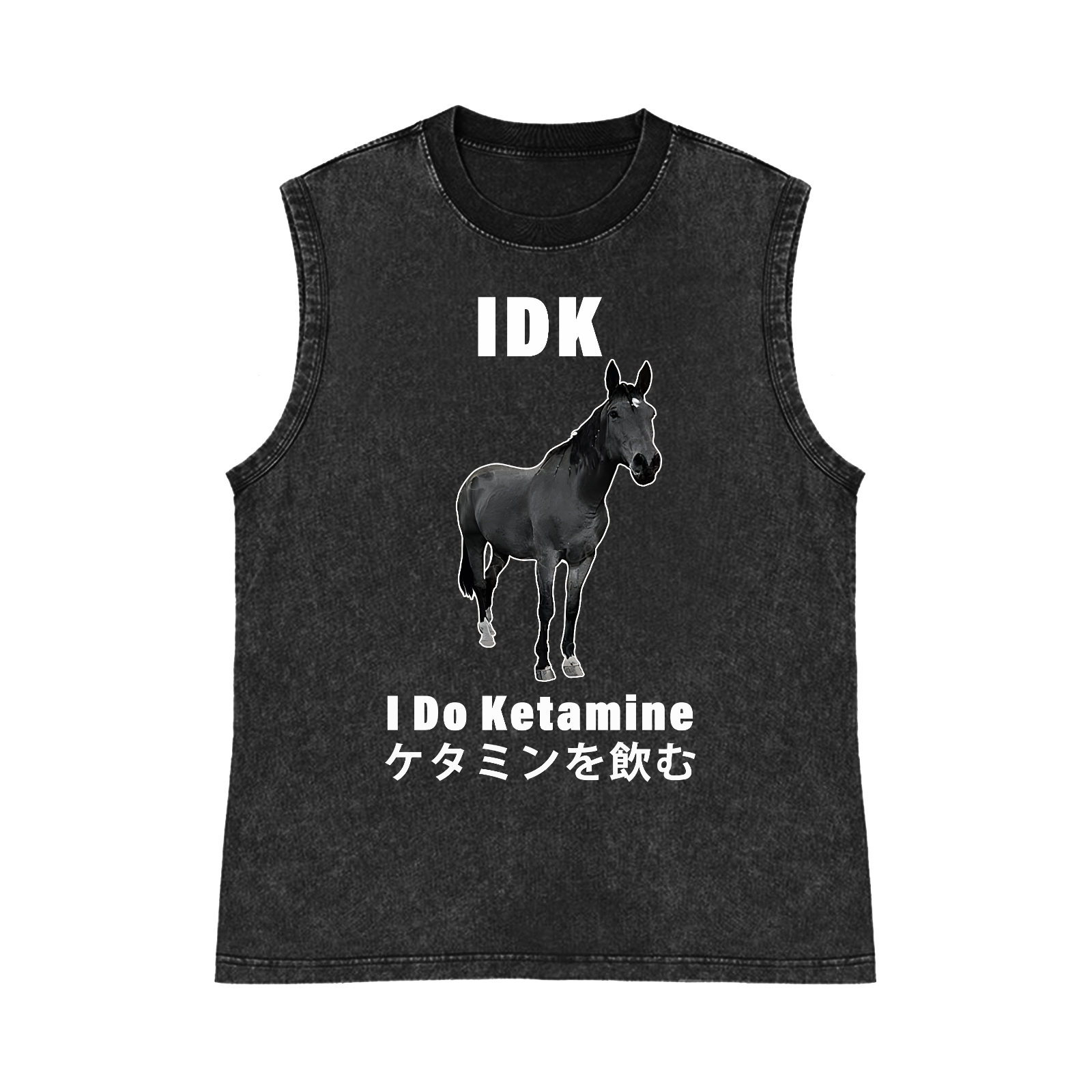 I Do Ketamine Horse Pure Cotton Wash-Dyed Sleeveless Tank Top