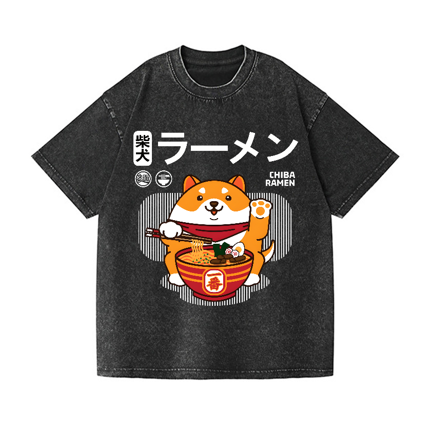 Shiba Ramen Vintage Wash Japanese Design T-Shirt