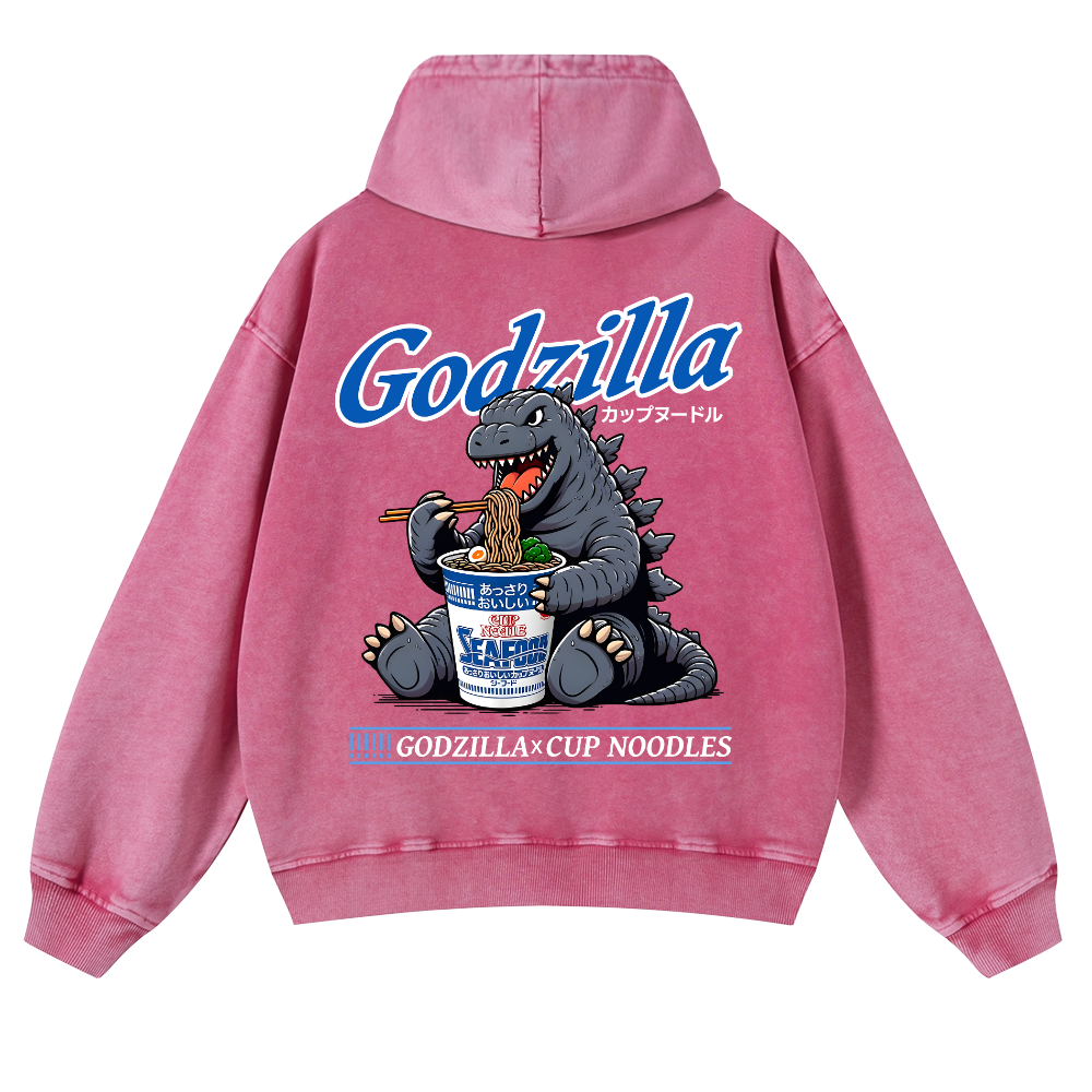Kaiju Cup Noodles Vintage Washed Cotton Back Art Hoodie