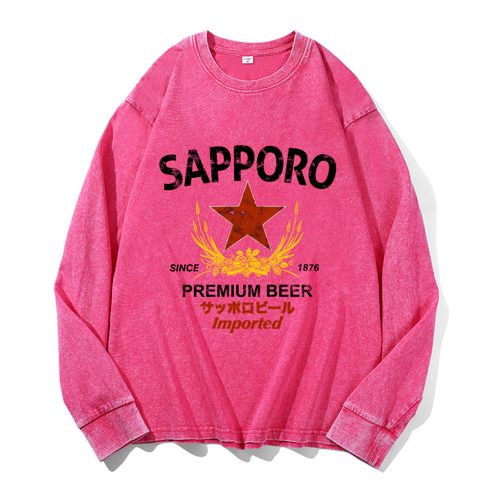 Vintage Cotton Wash Crewneck Long-Sleeve T-Shirt