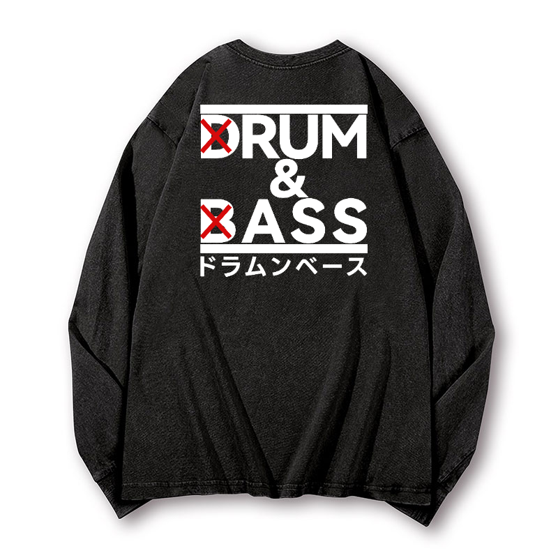 Drum and Bass Vintage Washed Cotton Back Art Long-sleeve T-shirt