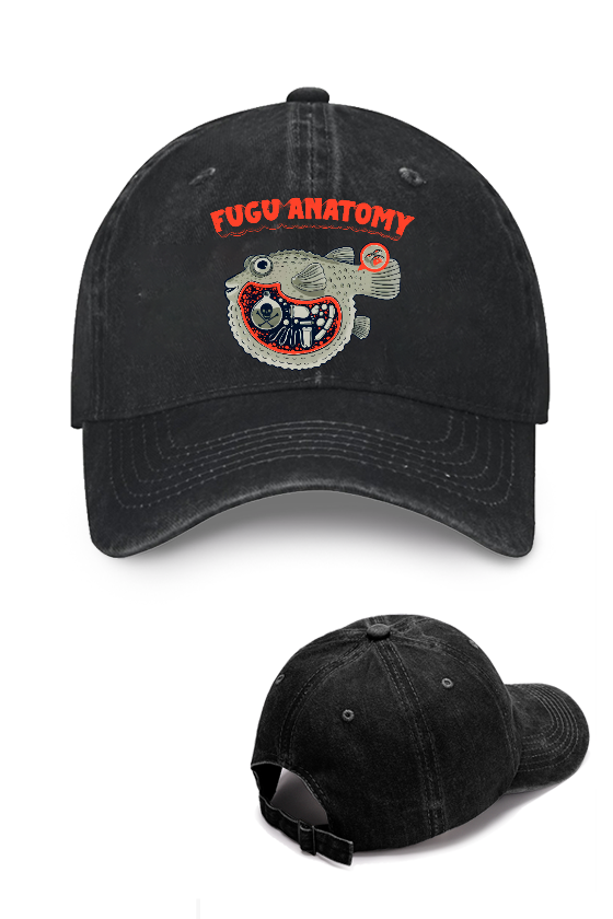 Fugu Anatomy Pufferfish Vintage Cotton Cap