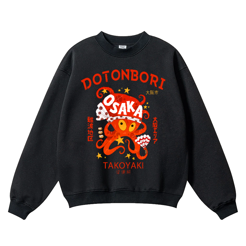 Osaka Dotonbori Takoyaki Vintage Cotton Blend Crewneck Sweatshirt