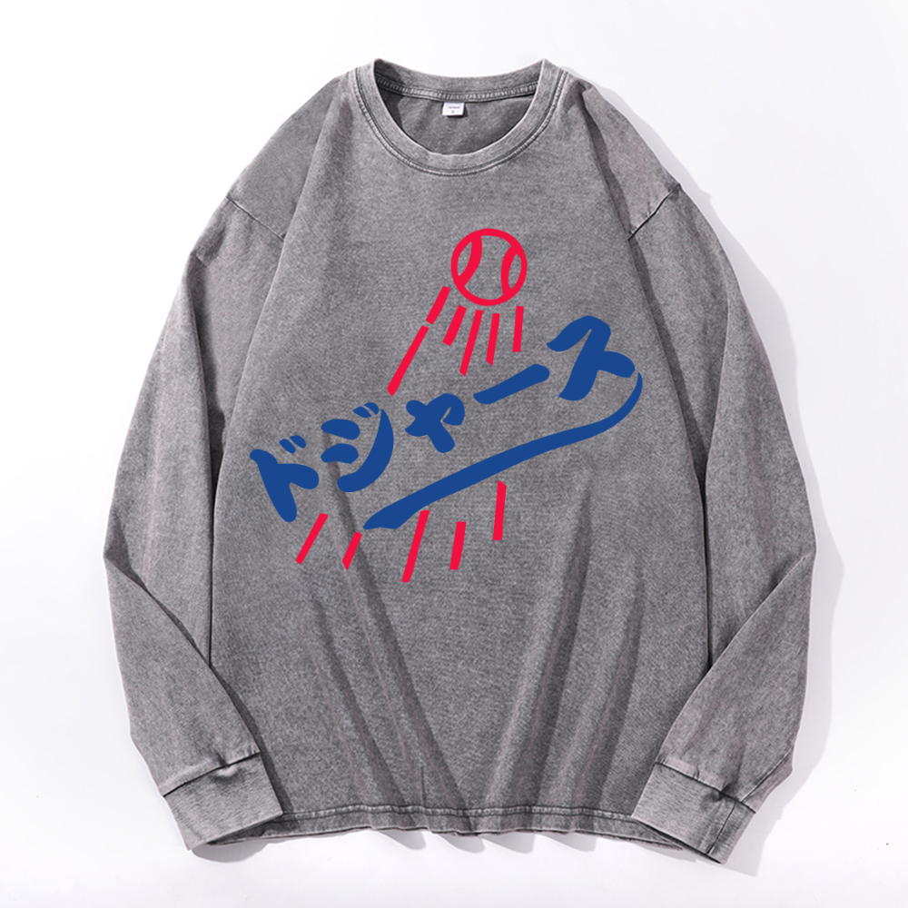Dream Vintage Cotton Wash Crewneck Long-Sleeve T-Shirt