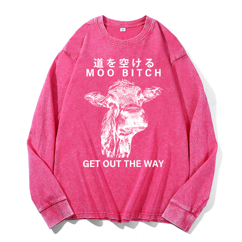 Miltch Cow Vintage Cotton Wash Long-sleeve T-shirt