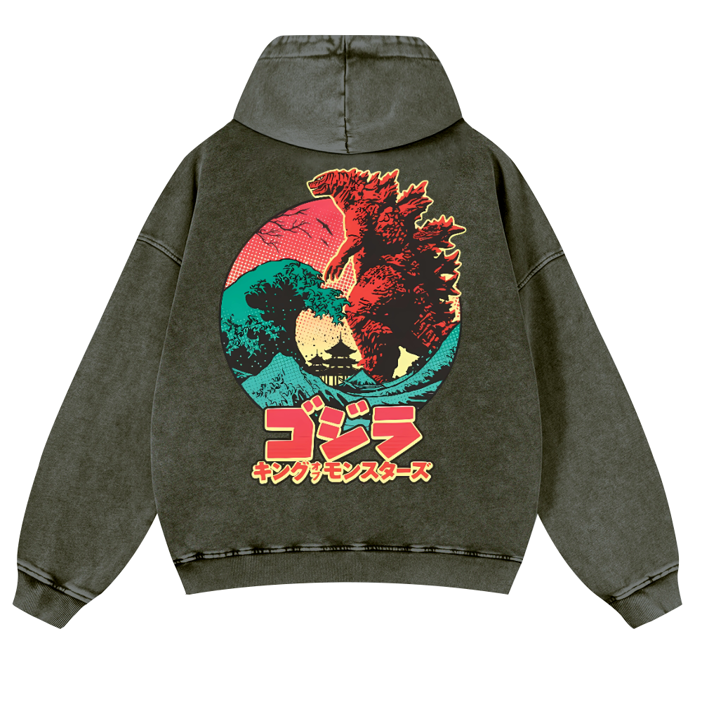 Kaiju Vintage Washed Cotton Back Art Hoodie