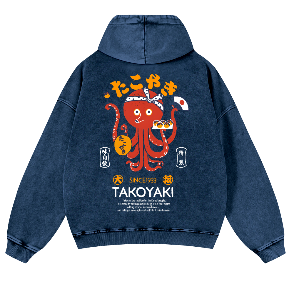 Takoyaki Octopus Vintage Washed Cotton Back Art Hoodie