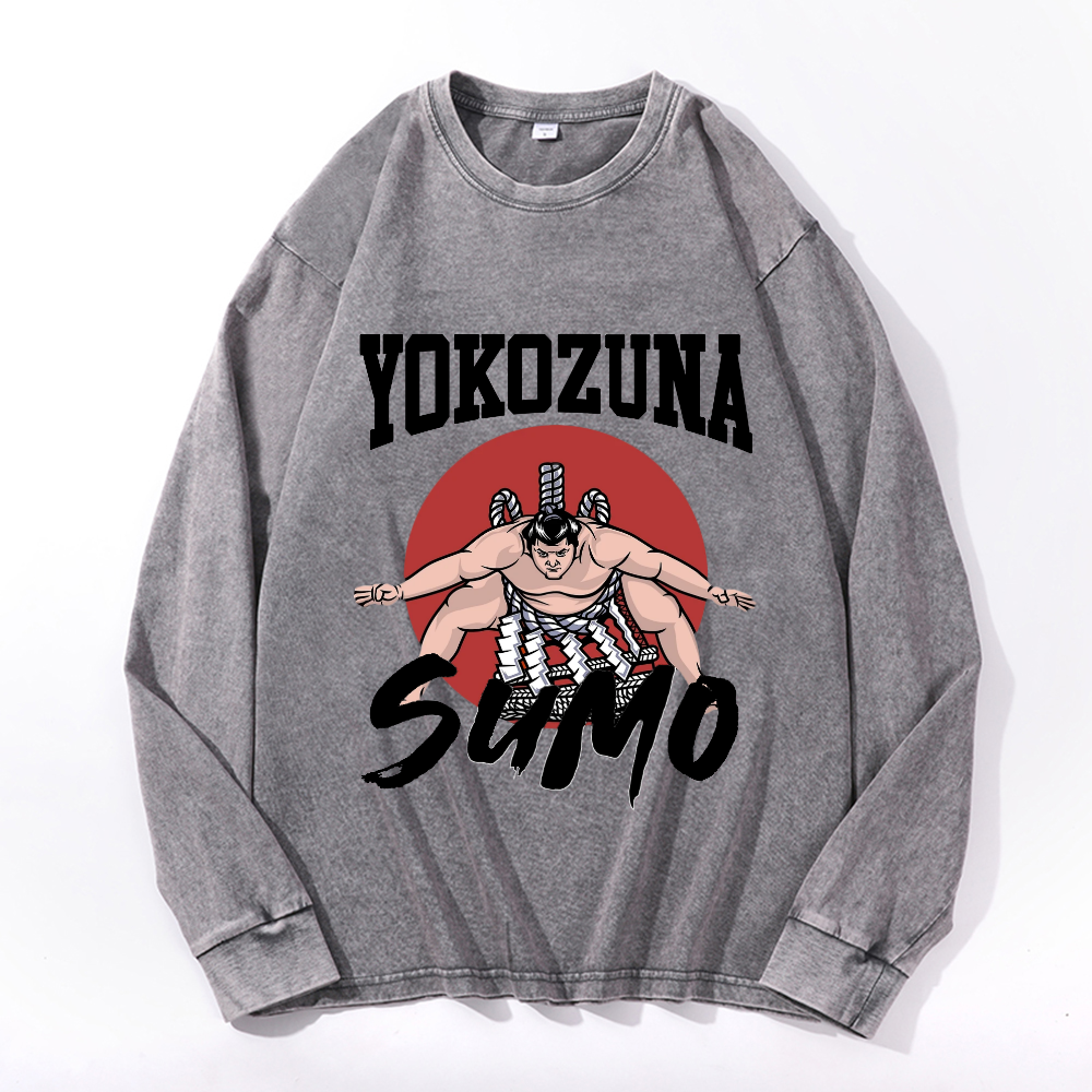 Vintage Cotton Wash Crewneck Long-Sleeve T-Shirt