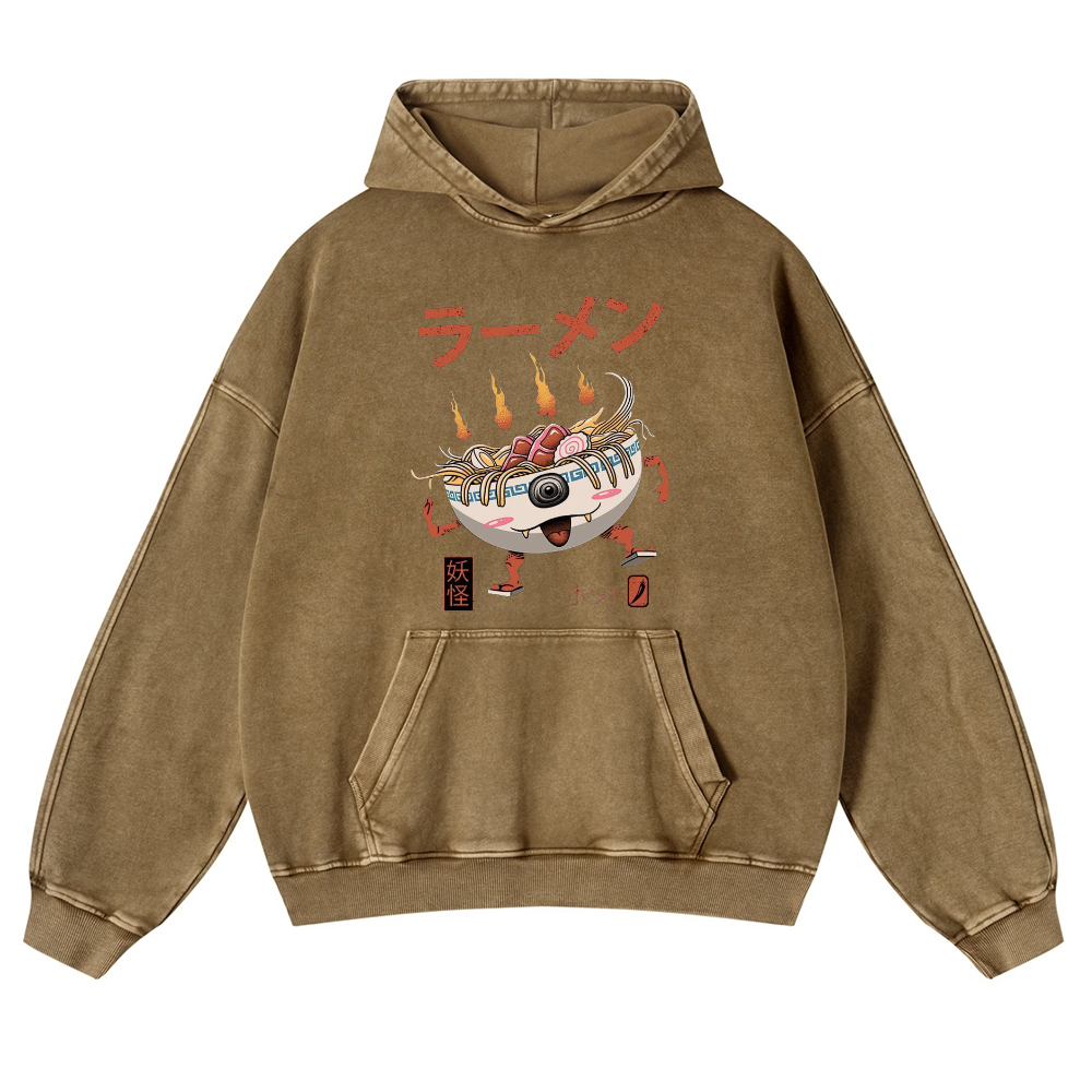 Ramen Monster Vintage Washed Thick Cotton Hoodie