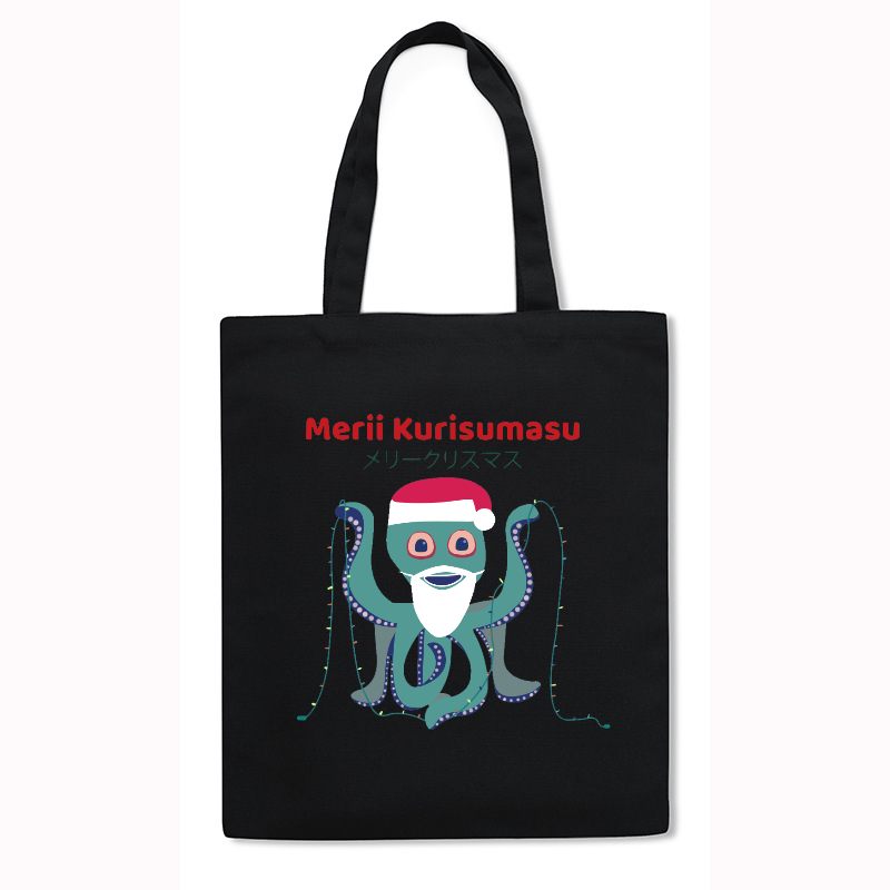Christmas Octopus Japanese Style Canvas Tote Bag