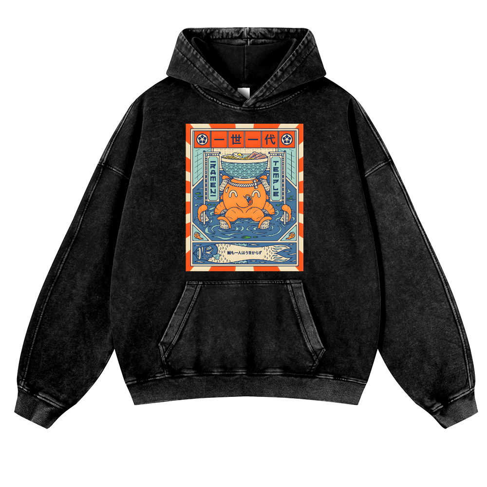 Octopus Vintage Washed Thick Cotton Hoodie