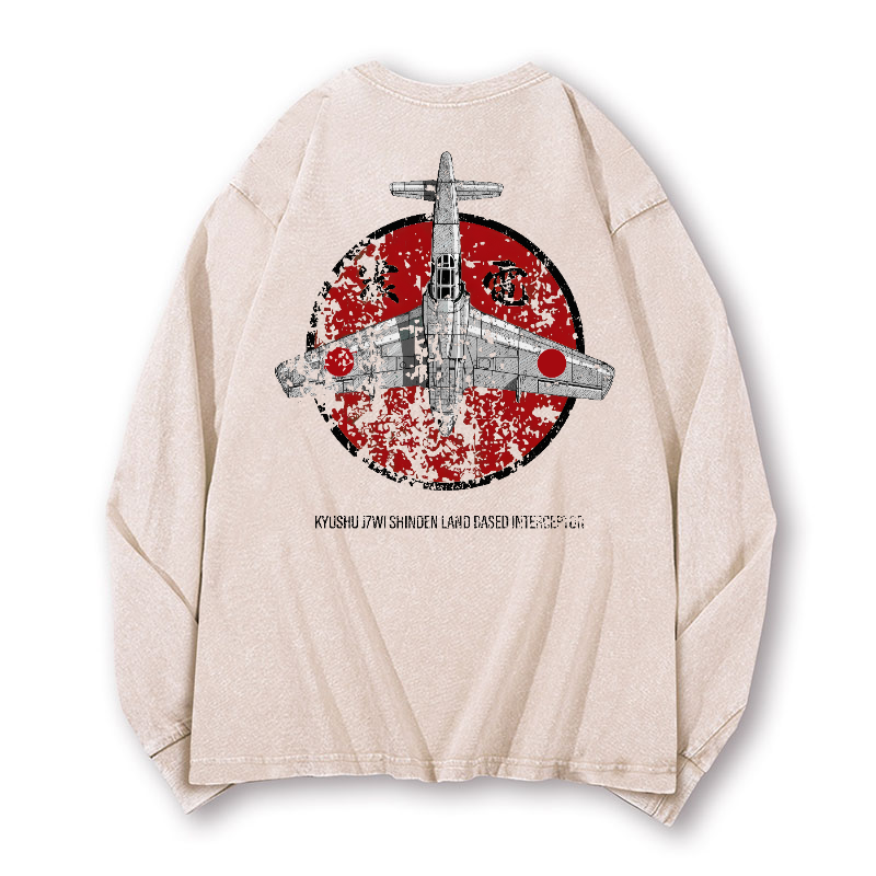 Shinden Fighter Alternate Vintage Washed Cotton Back Art Long-sleeve T-shirt