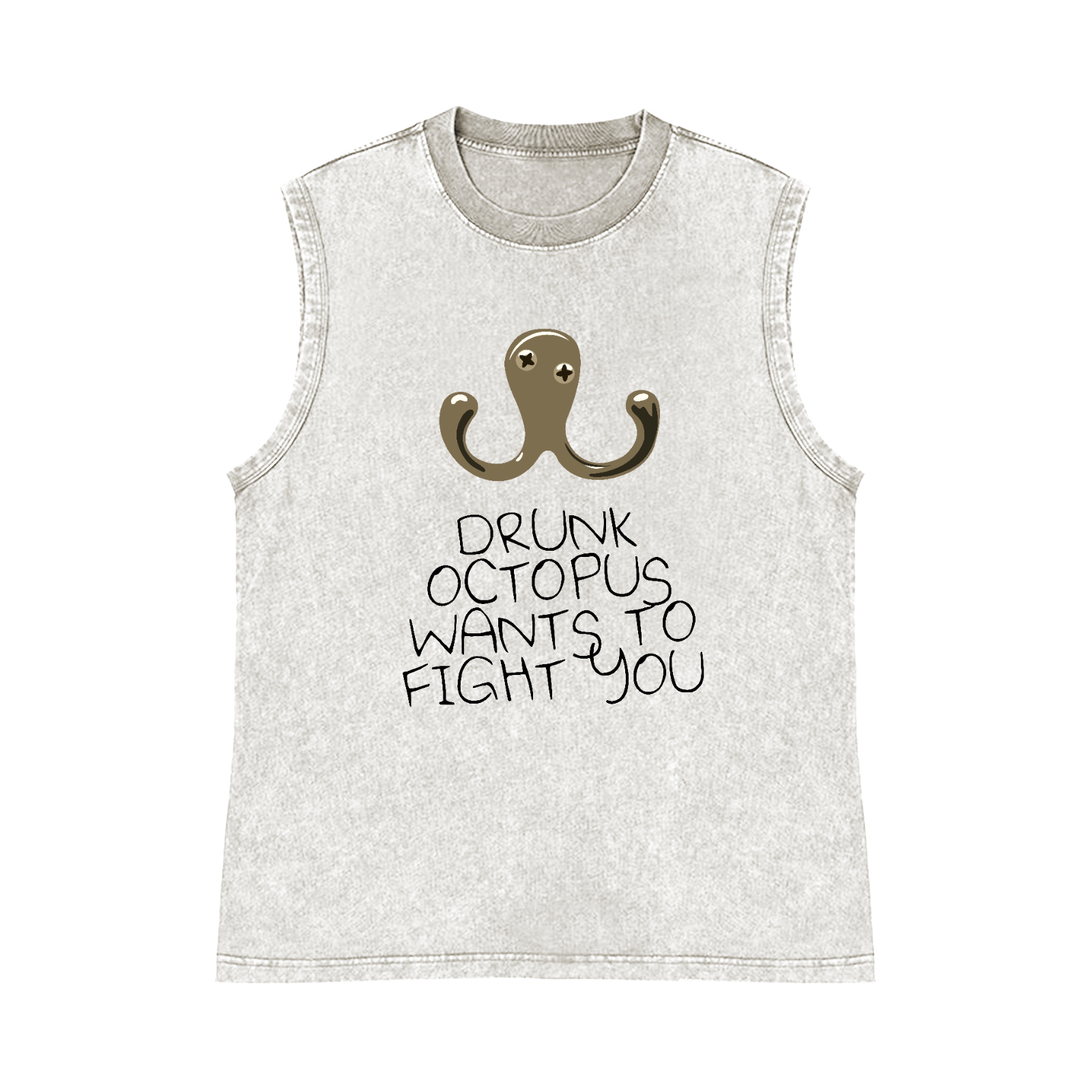 Drunken Octopus Pure Cotton Wash-Dyed Sleeveless Tank Top