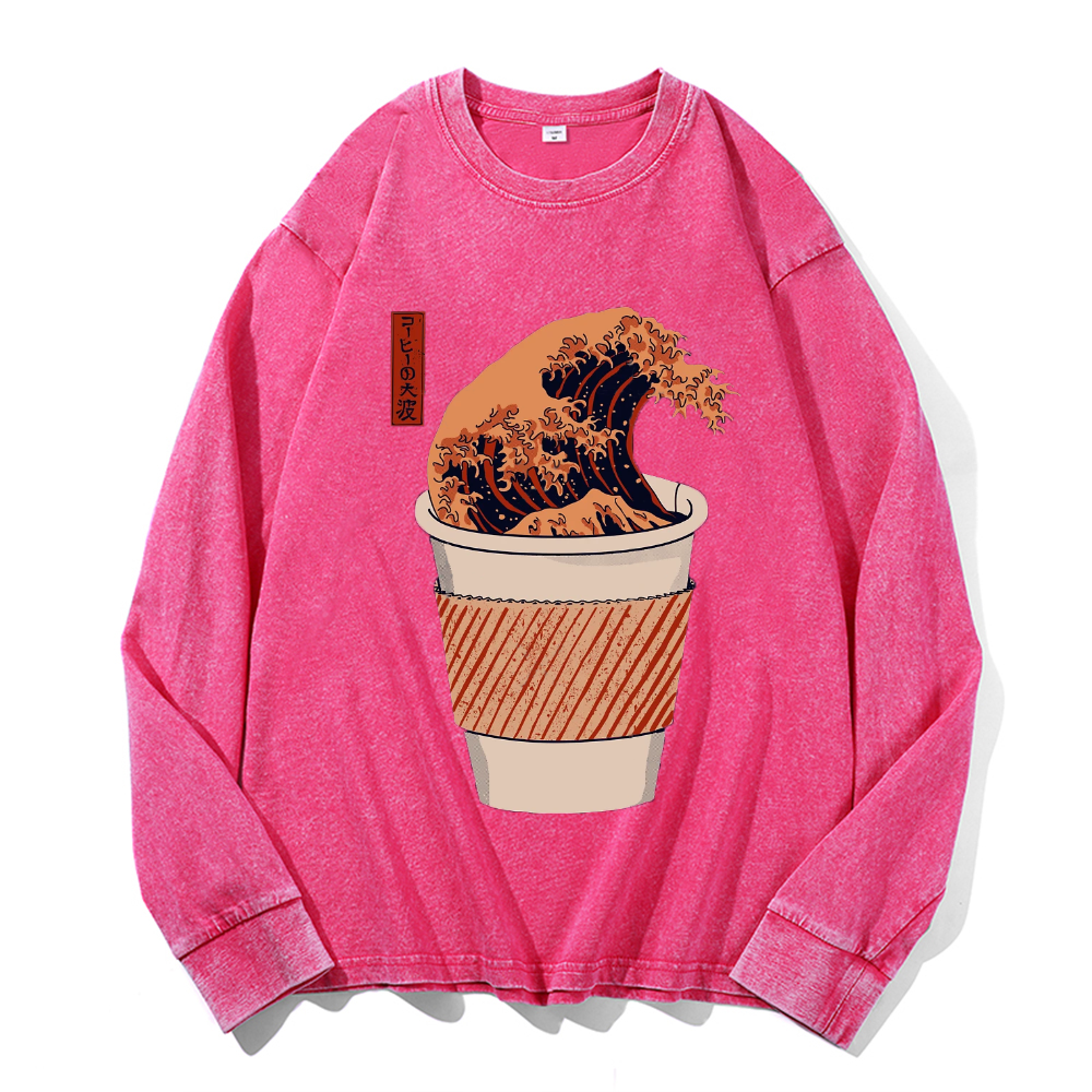 Vintage Cotton Wash Crewneck Long-Sleeve T-Shirt