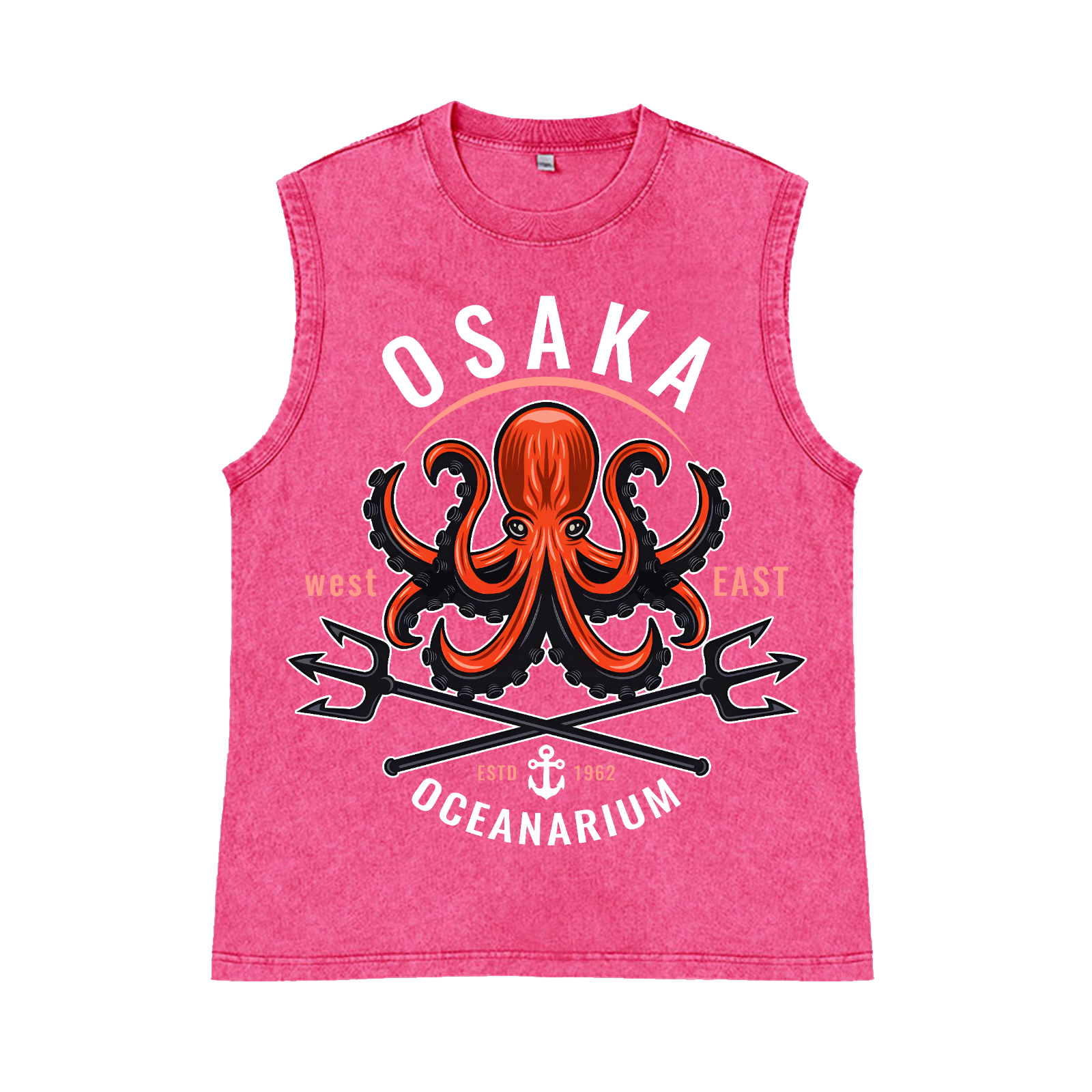 Osaka Octopus Pure Cotton Wash-Dyed Sleeveless Tank Top