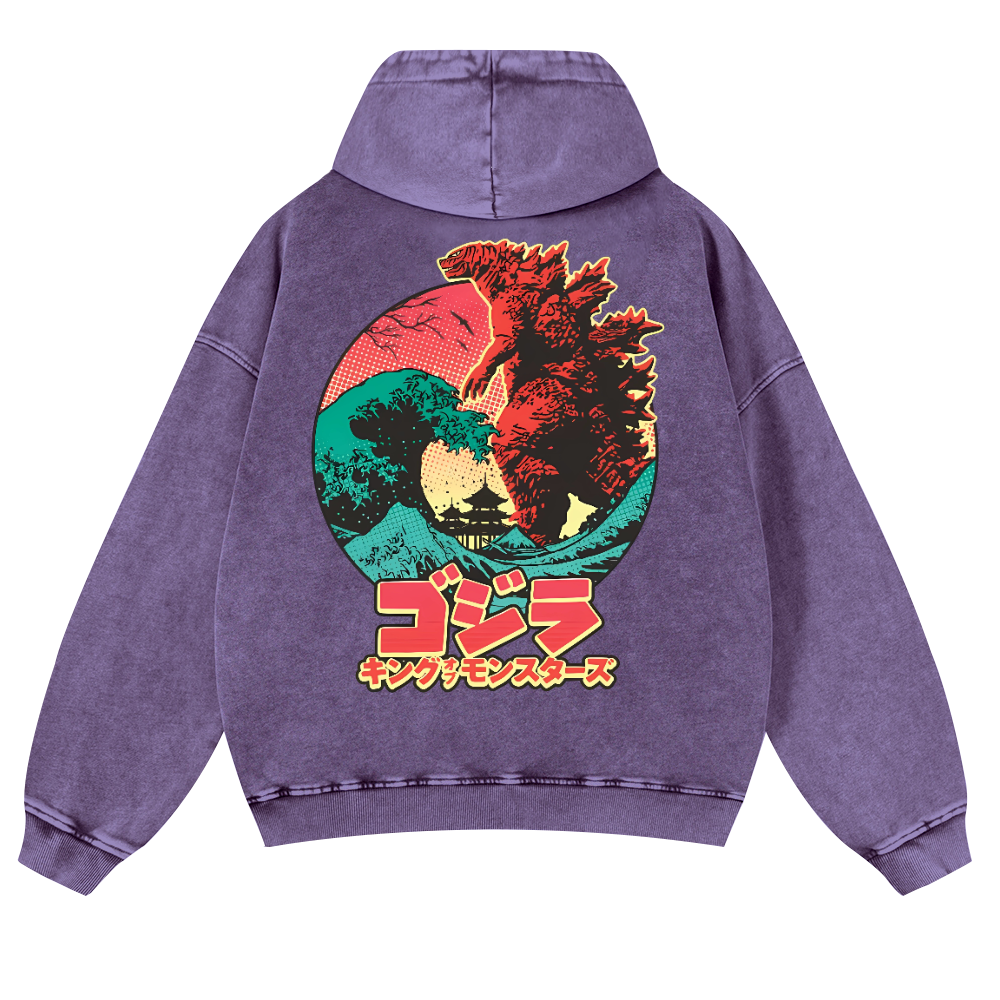 Kaiju Vintage Washed Cotton Back Art Hoodie