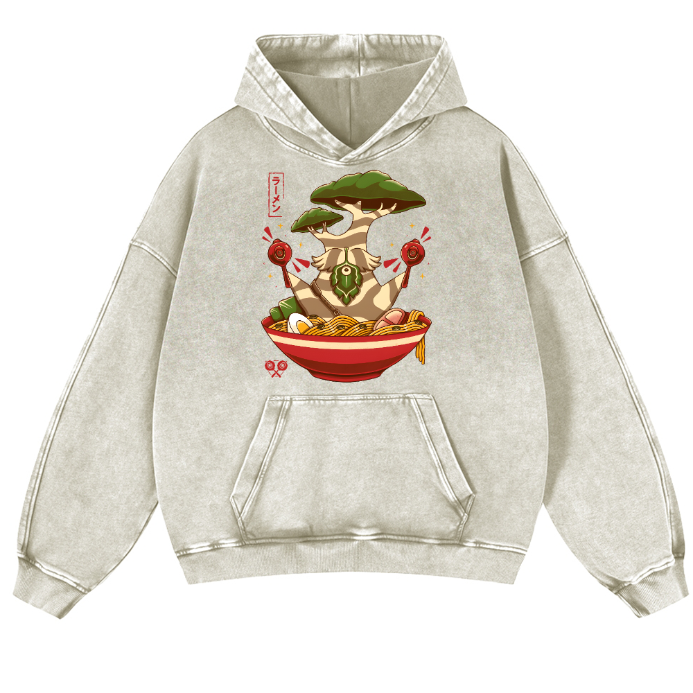 Bonsai Ramen Vintage Washed Thick Cotton Hoodie