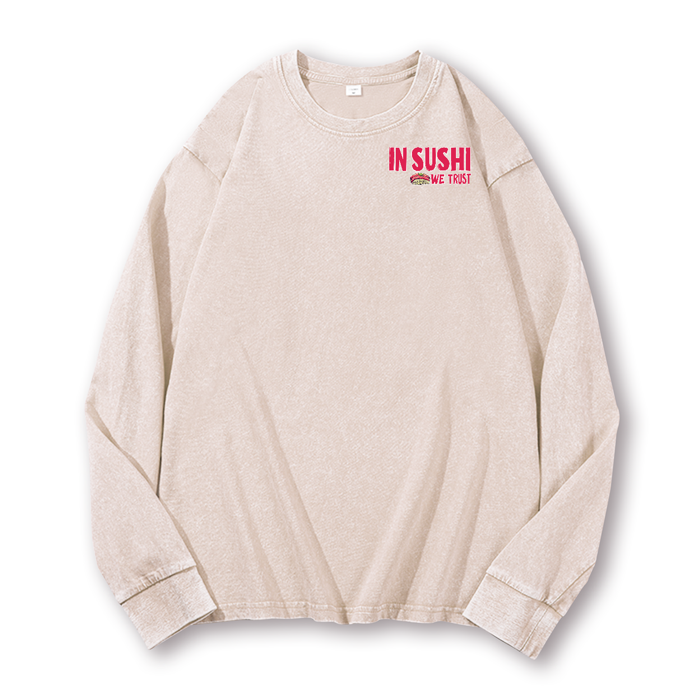 In Sushi We Trust Vintage Washed Cotton Back Art Long-sleeve T-shirt