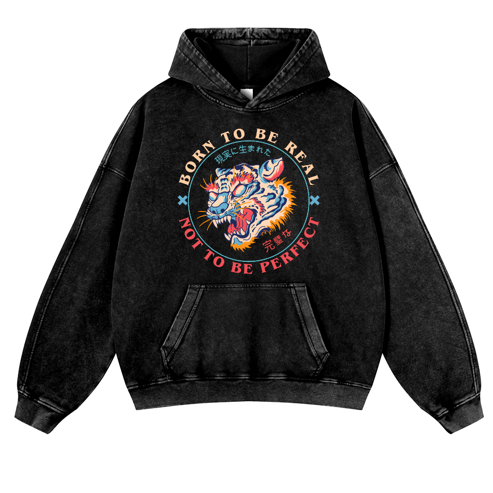 Tiger Vintage Washed Thick Cotton Hoodie