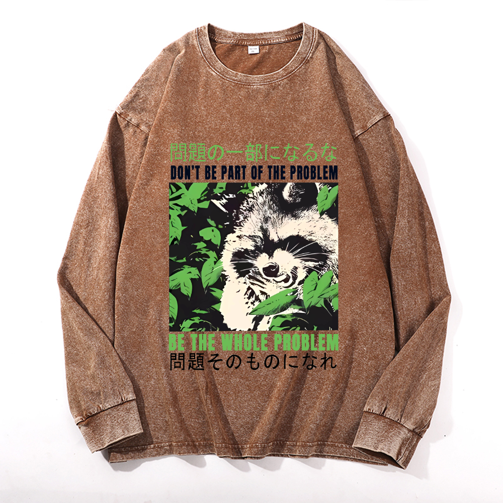Vintage Cotton Wash Crewneck Long-Sleeve T-Shirt