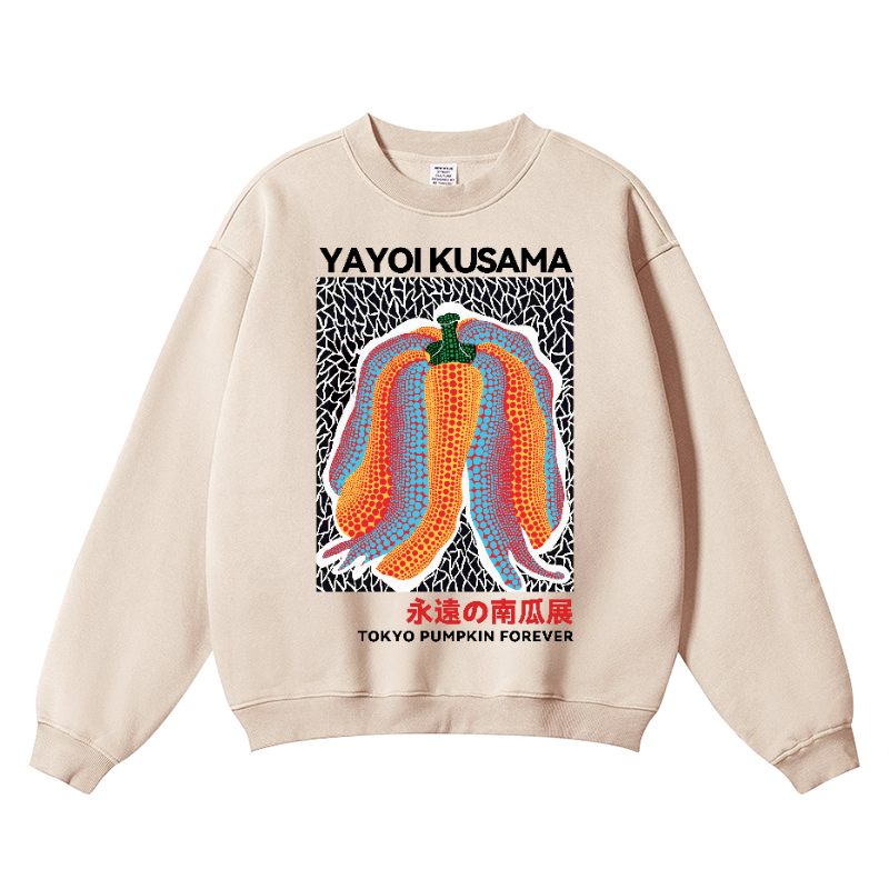 Yayoi Kusama Pumpkin Vintage Cotton Blend Crewneck Sweatshirt