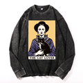 The Cat Lover Vintage Cotton Wash Crewneck Long-Sleeve T-Shirt