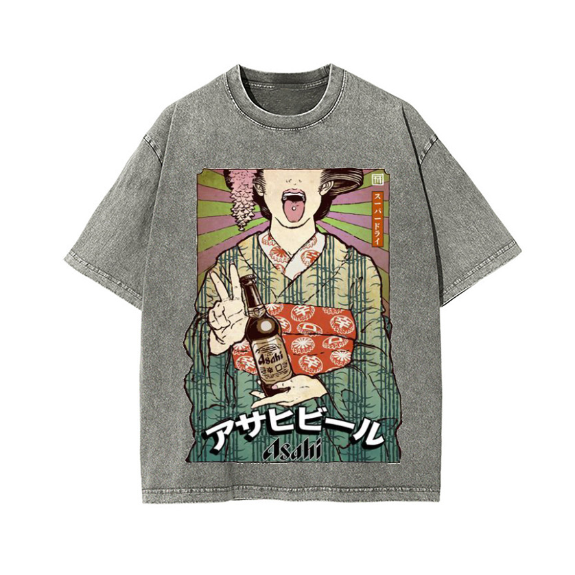 Asahi Breweries Beer Vintage Wash Japanese Design T-Shirt