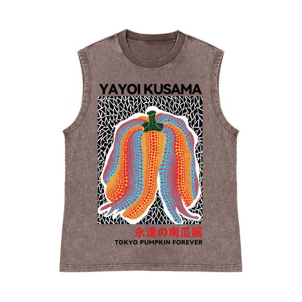 Yayoi Kusama Pumpkin Pure Cotton Wash-Dyed Sleeveless Tank Top