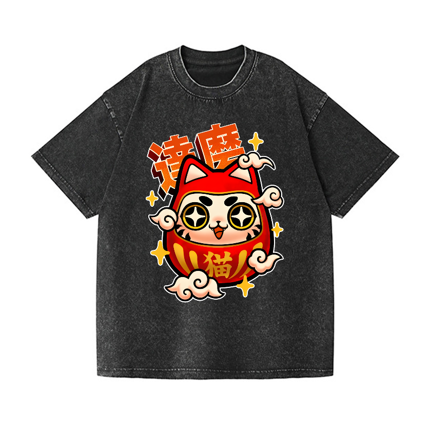 Daruma Vintage Wash Japanese Design T-Shirt