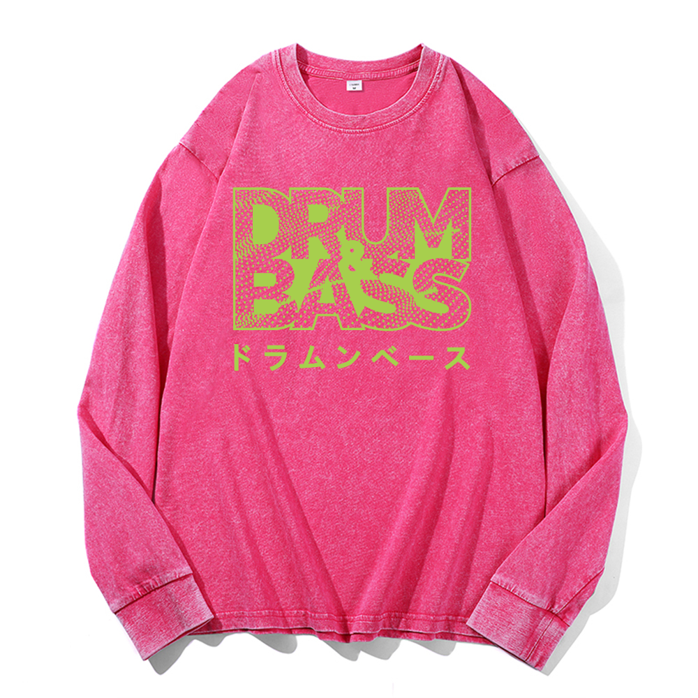 Drum and Bass Vintage Cotton Wash Long-sleeve T-shirt