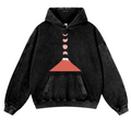 Mount FUJI Moon Cat Vintage Washed Thick Cotton Hoodie