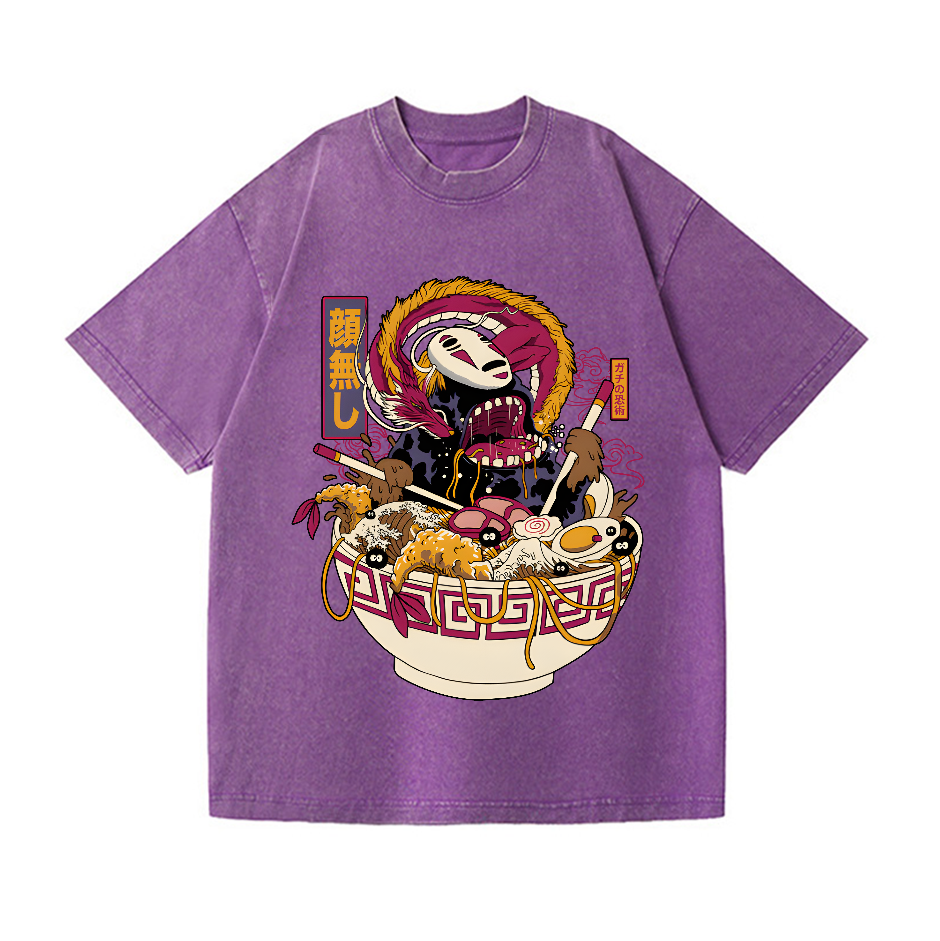 No Face Kaonashi Ramen Vintage Wash Japanese Design T-Shirt