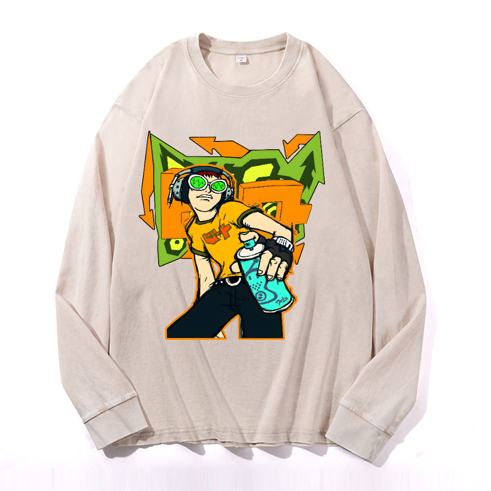 Jet Set Radio Vintage Cotton Wash Long-sleeve T-shirt