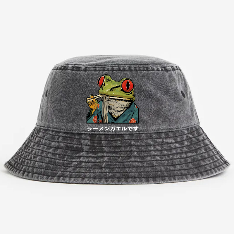 Ramen Frog Vintage 100% Cotton Bucket Hat