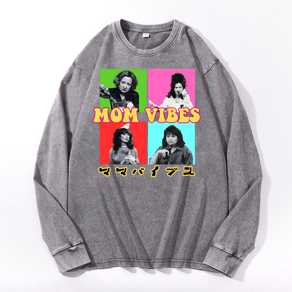 Mother's Day Vintage Cotton Wash Long-sleeve T-shirt