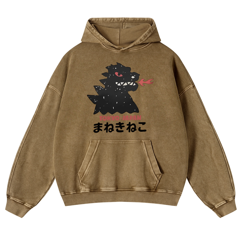 Kaiju Tokyo Japan Vintage Washed Thick Cotton Hoodie