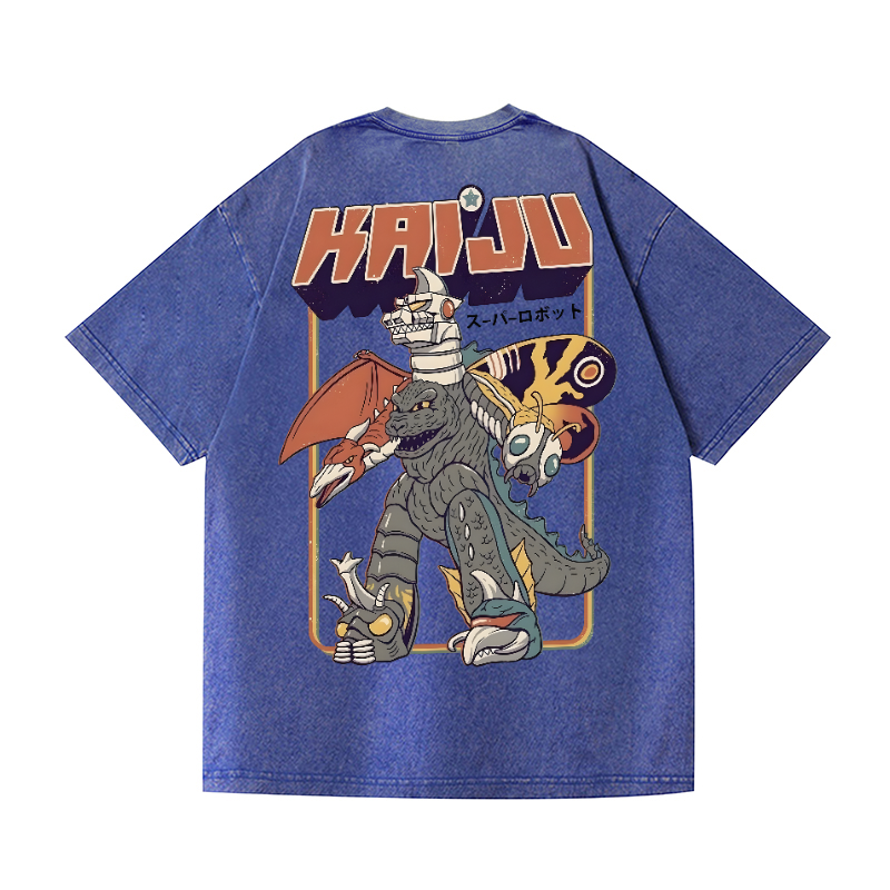 Kaiju Monster Vintage Wash Japanese Design Back Art T-Shirt