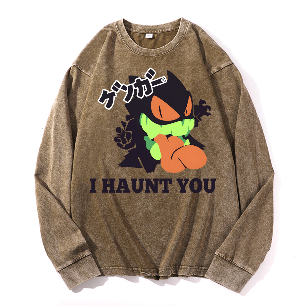 Gengar Vintage Cotton Wash Long-sleeve T-shirt