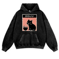 Cat Vintage Washed Thick Cotton Hoodie