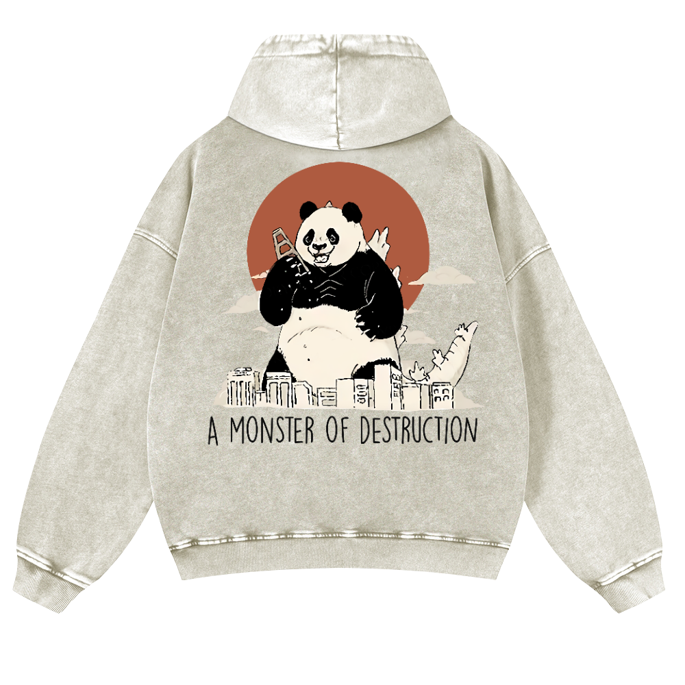 Panda Kaiju Vintage Washed Cotton Back Art Hoodie