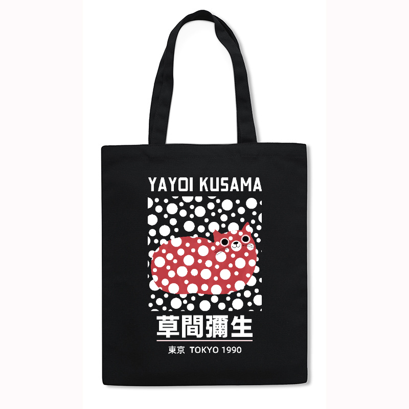 Yayoi Kusama Cat Japanese Style Canvas Tote Bag