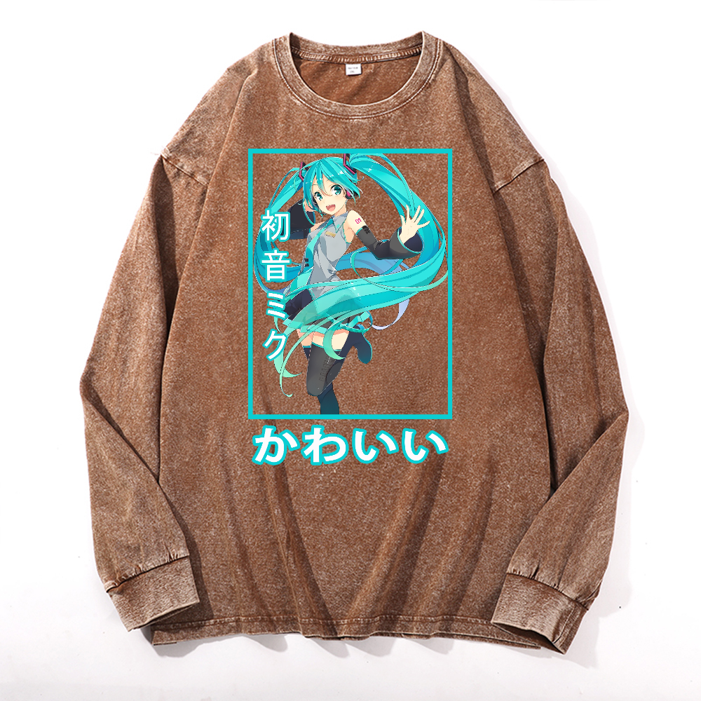Hatsune Miku Vintage Cotton Wash Long-sleeve T-shirt