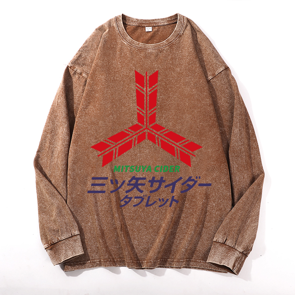 Vintage Cotton Wash Crewneck Long-Sleeve T-Shirt